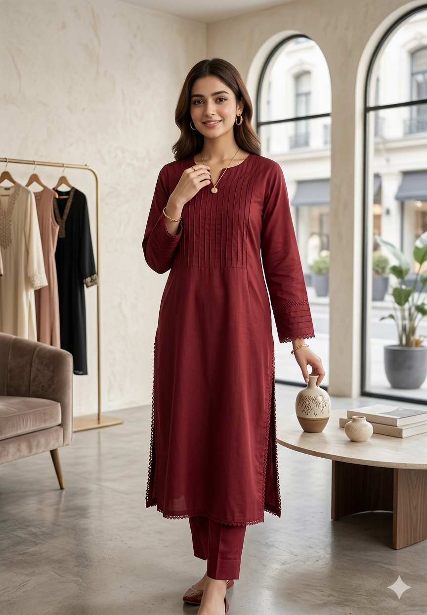 Burgundy 2-Piece Solid Co-Ord Set