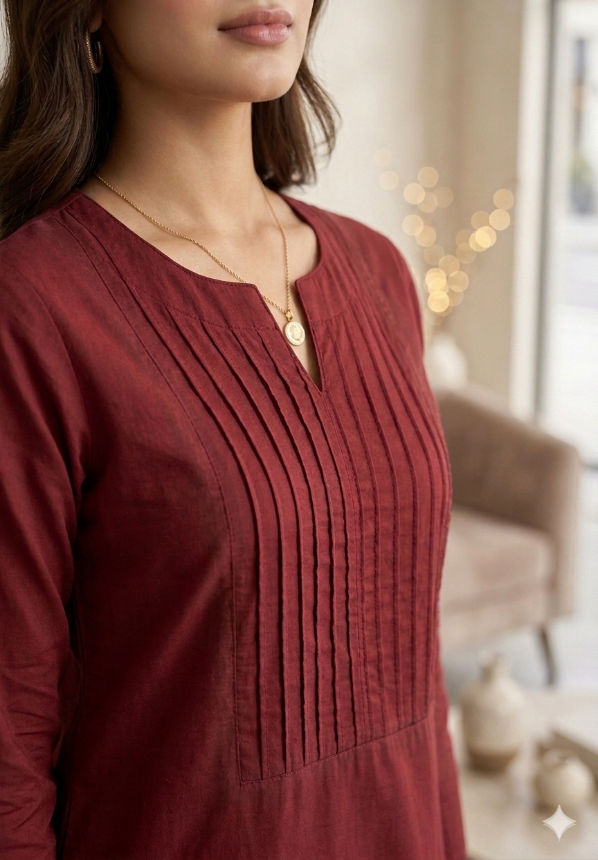 Burgundy 2-Piece Solid Co-Ord Set - Image 5