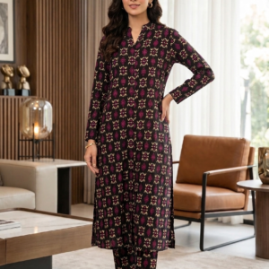 Chic Black and Magenta Geometric Ikat 2-Piece Co-Ord Set