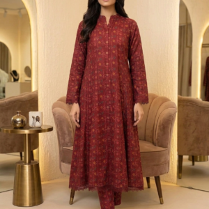 Rust Geometric 2-Piece Kalidaar Set