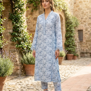 Serene Light Blue Floral Printed 2-Piece Co-Ord Set